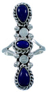 Navajo Authentic Sterling Silver Lapis Jewelry Ring Size 5-3/4 RX109967